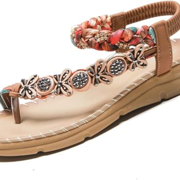 Women's Floral Bohemian Beaded Flat Sandals
